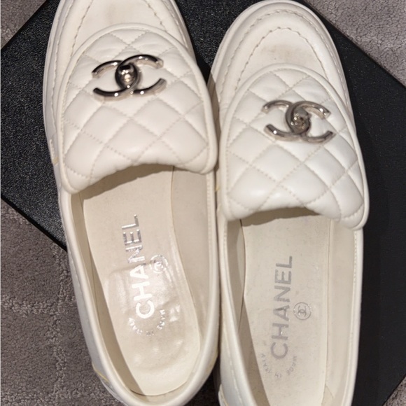 CHANEL Women's Cream Quilted Loafers - Picture 2 of 3